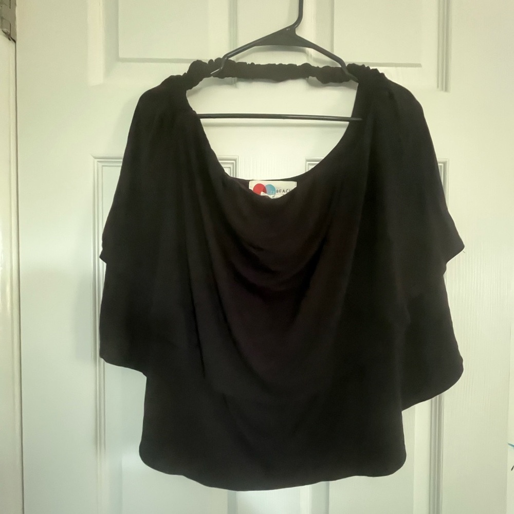 Free People Haltered Tube Top Flowy Layerd Croped FP Beach Black size Large